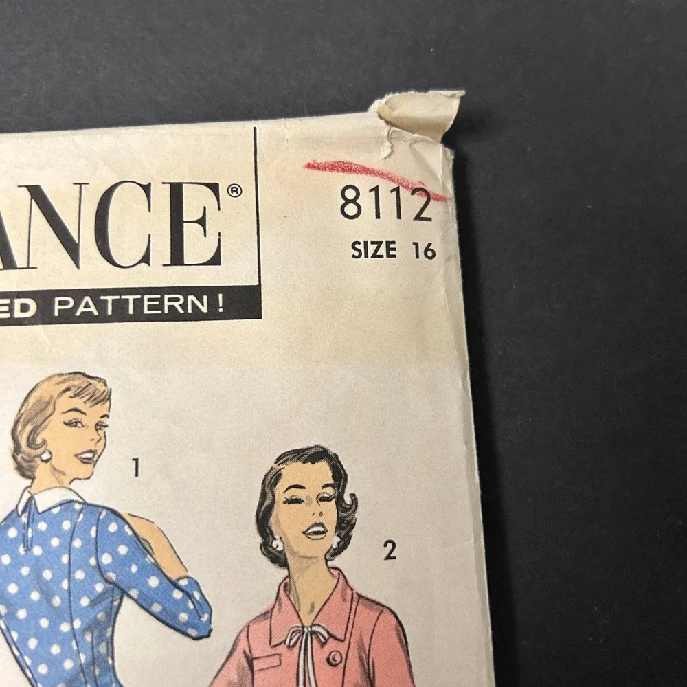 Vintage 1950's Advance 8112 Sewing Pattern Misses‎ Dress Size 16 HTF RARE